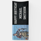 Happy Birthday Hunting Mannen Photo Banner (Verticaal)