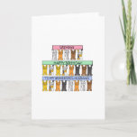 Happy Birthday Husband Cartoon Cats Kaart<br><div class="desc">Drie rijen schattige cartoon katten van verschillende kleuren houden pastelkleurige spandoeken tegen die zeggen: "Happy Birthday to my heerlijke echtgenoot".</div>