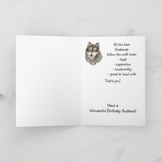 Happy Birthday Husband Humor Wolf, Wolves Kaart (Binnen)