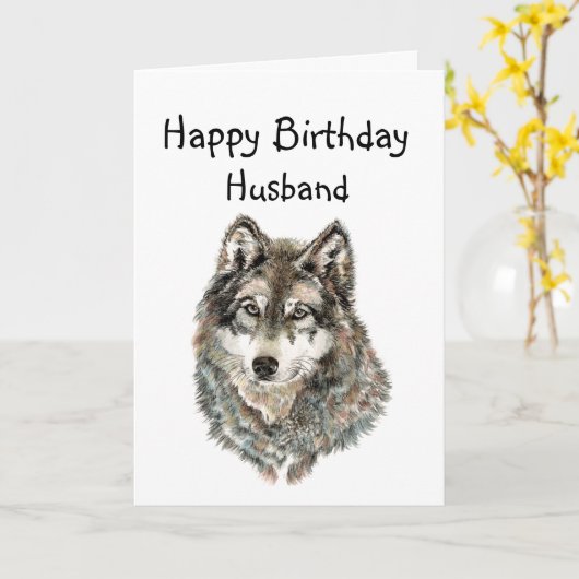Happy Birthday Husband Humor Wolf, Wolves Kaart (Gele Bloem)