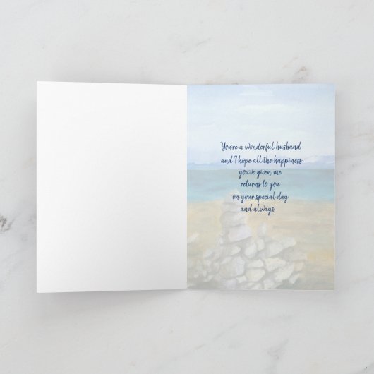 Happy Birthday Husband Lake Zen Rocks Kaart (Binnen)