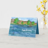 Happy Birthday Husband Mountain Lake Gevist Kaart (Gele Bloem)