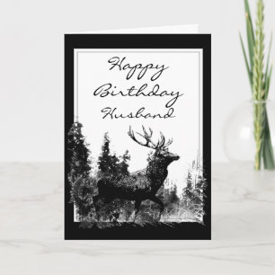 Happy Birthday Husband Stag, Deer Kaart