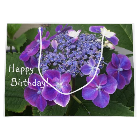 Happy Birthday Hydrangea Blossom Groot Cadeauzakje (Voorkant)