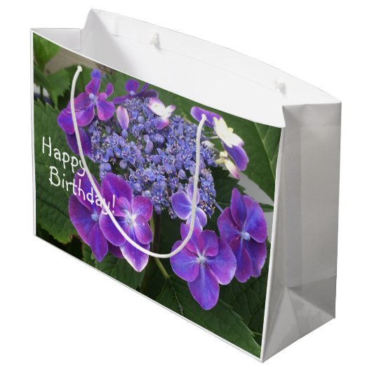 Happy Birthday Hydrangea Blossom Groot Cadeauzakje (Achterkant Gekanteld)