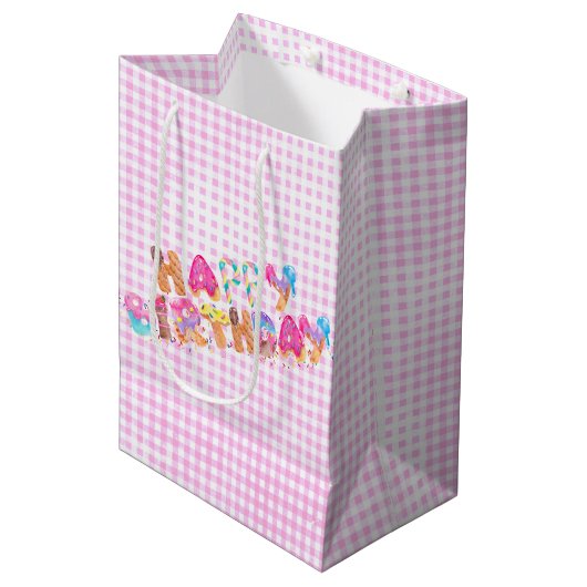 Happy Birthday Ice Cream-behandelingen Medium Cadeauzakje (Voorkant Gekanteld)