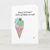 Happy Birthday Ice Cream Cone Kaart (Voorkant)