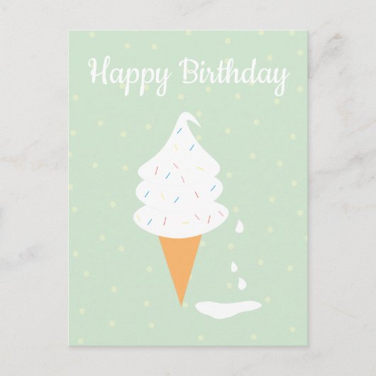 Happy Birthday Ice Cream Cone Sprinkles Polka Dots Briefkaart (Voorkant)