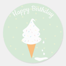 Happy Birthday Ice Cream Cone Sprinkles Polka Dots Ronde Sticker