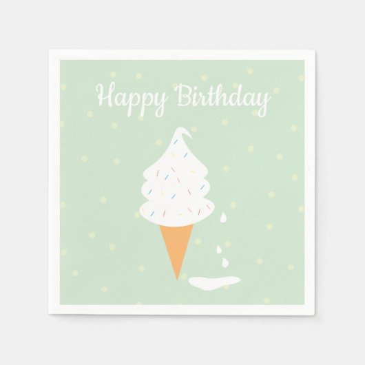 Happy Birthday Ice Cream Cone Sprinkles Polka Dots Servet (Voorkant)