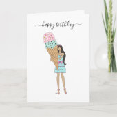 Happy Birthday - Ice Cream Mode Girl Kaart (Voorkant)