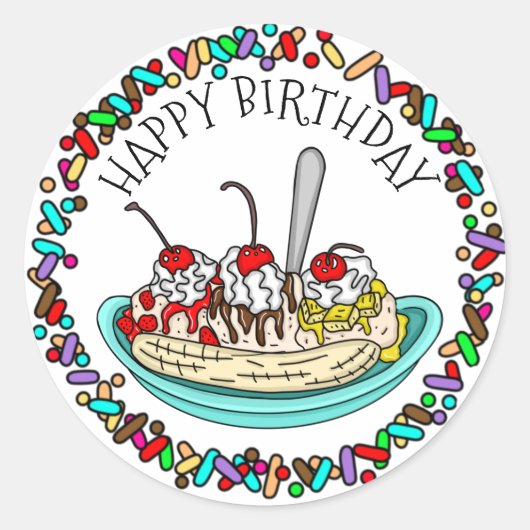 Happy Birthday | Ice Cream Party Ronde Sticker (Voorkant)