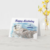 Happy Birthday iemand absoluut Schattig Otter Fun Kaart (Gele Bloem)