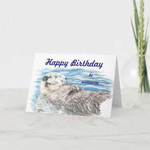 Happy Birthday iemand absoluut Schattig Otter Fun Kaart