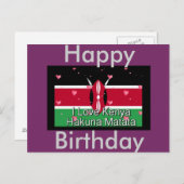 Happy Birthday Ik hou van Kenya Briefkaart (Voorkant / Achterkant)