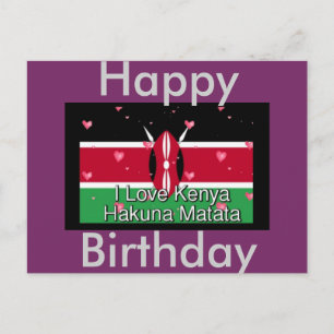 Happy Birthday Ik hou van Kenya Briefkaart