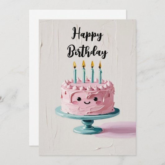 Happy Birthday Impasto Cake Feestdagenkaart (Voorkant / Achterkant)