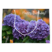 Happy Birthday Impressionistic Paars Hydrangea Groot Cadeauzakje (Voorkant)