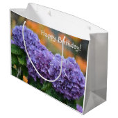 Happy Birthday Impressionistic Paars Hydrangea Groot Cadeauzakje (Achterkant Gekanteld)