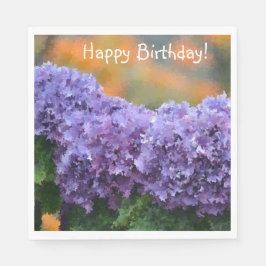 Happy Birthday Impressionistic Paars Hydrangea Servet