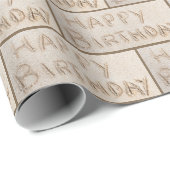 Happy Birthday in Beach Sand Cadeaupapier (Rol Hoek)