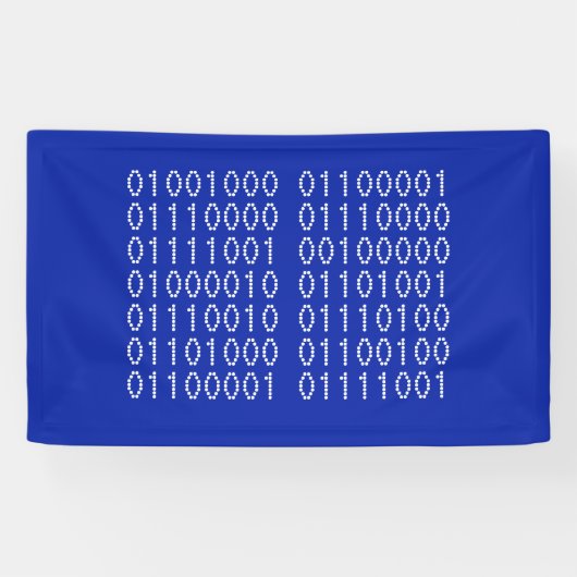 Happy Birthday in Binary Code Spandoek (Horizontaal)