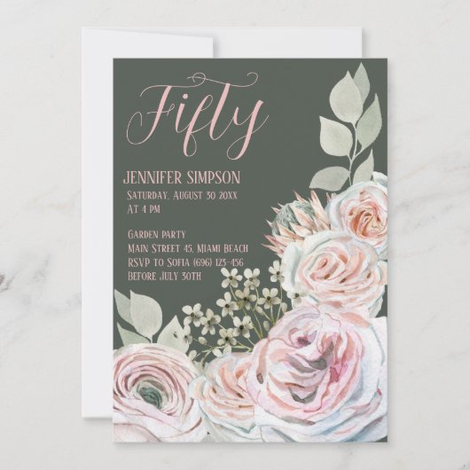 Happy Birthday in bleke roze en groene achtergrond Kaart (Voorkant)