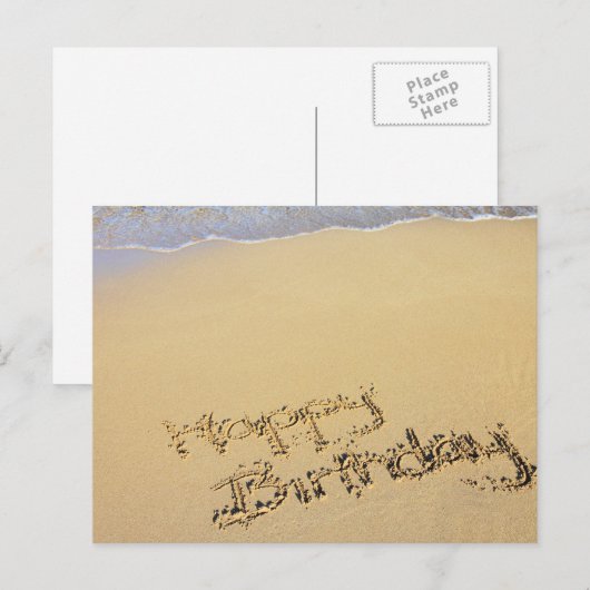 Happy Birthday in de zand Briefkaart (Voorkant / Achterkant)