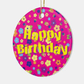 Happy Birthday in Flowers Keramisch Ornament (Links)