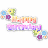 Happy Birthday in Flowers Sticker (Voorkant)