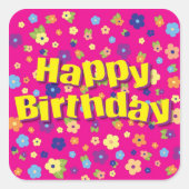 Happy Birthday in Flowers Sticker (Voorkant)