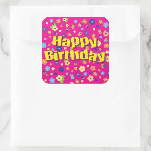 Happy Birthday in Flowers Sticker (Tas)