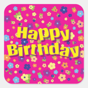 Happy Birthday in Flowers Sticker