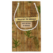 Happy Birthday in Hawaiian Bamboo Tapa Cloth Klein Cadeauzakje (Achterkant)