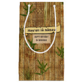 Happy Birthday in Hawaiian Bamboo Tapa Cloth Klein Cadeauzakje (Voorkant)