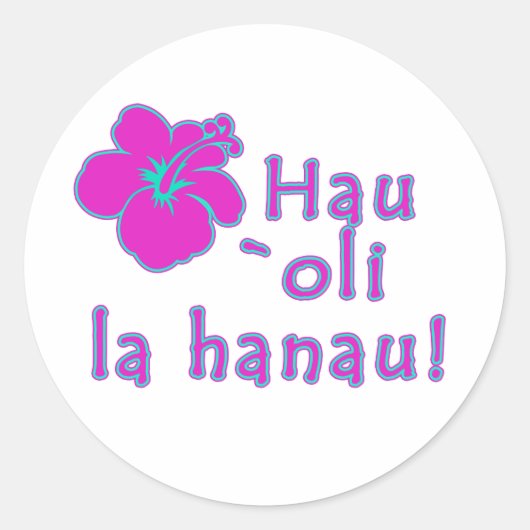 Happy Birthday in Hawaiian Ronde Sticker (Voorkant)