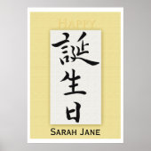 Happy Birthday in het Japans Poster (Voorkant)