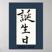 Happy Birthday in het Japans Poster (Voorkant)