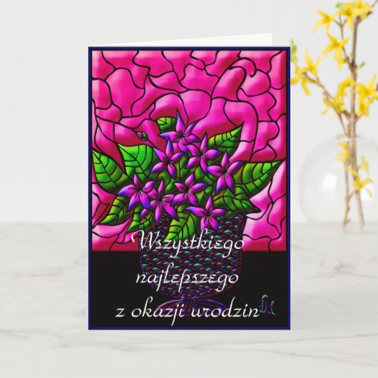 Happy Birthday in het Pools Kaart (Gele Bloem)