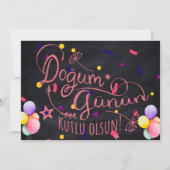 Happy Birthday in het Turks | Turkse Birthday Kaar Feestdagenkaart (Voorkant)