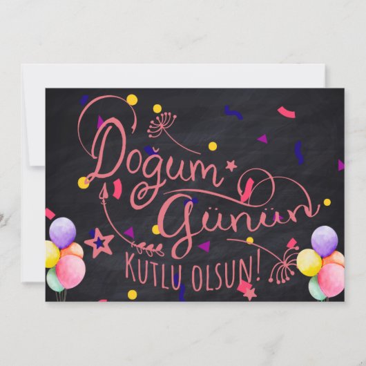 Happy Birthday in het Turks | Turkse Birthday Kaar Feestdagenkaart (Voorkant)