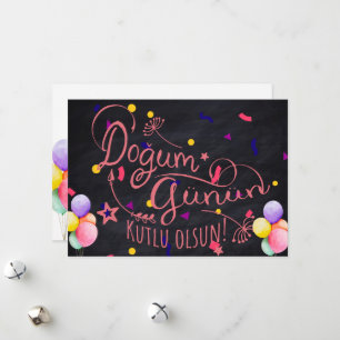 Happy Birthday in het Turks Turkse Birthday Kaar Feestdagenkaart