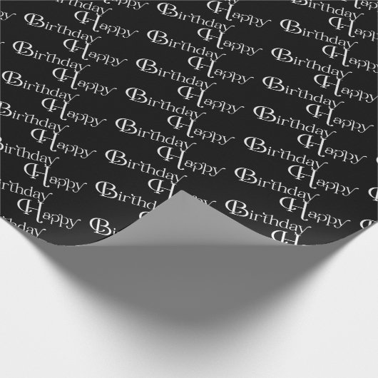 Happy Birthday in het zwart Cadeaupapier (Hoek)