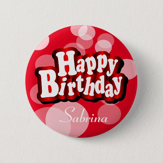 Happy Birthday in Red Bokeh Ronde Button 5,7 Cm (Voorkant)