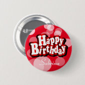 Happy Birthday in Red Bokeh Ronde Button 5,7 Cm (Voorkant /achterkant)