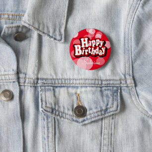 Happy Birthday in Red Bokeh Ronde Button 5,7 Cm
