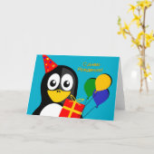 Happy Birthday in Russisch met Party Penguin Kaart (Gele Bloem)