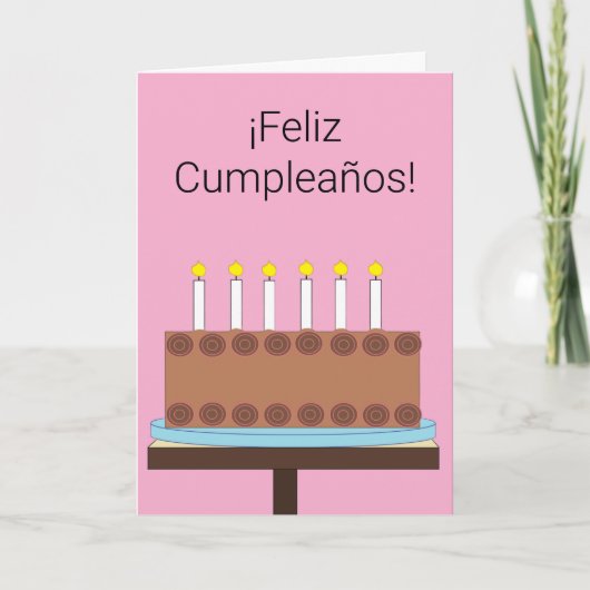 Happy Birthday in Spanish: Pink Blank Kaart (Voorkant)