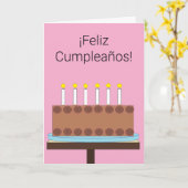 Happy Birthday in Spanish: Pink Blank Kaart (Gele Bloem)