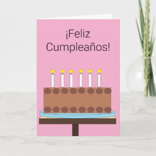 Happy Birthday in Spanish: Pink Blank Kaart